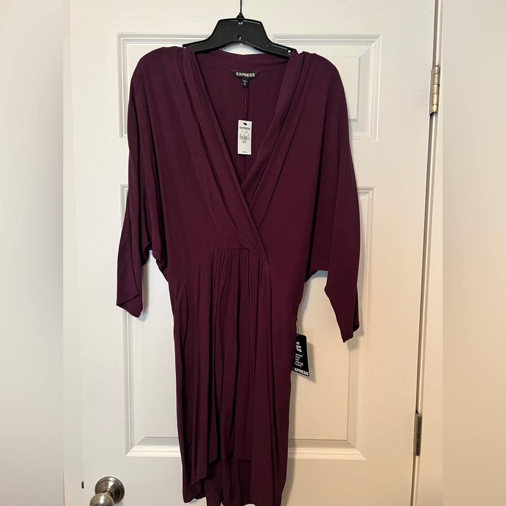 Express Plum Wrap Dress Medium NWT